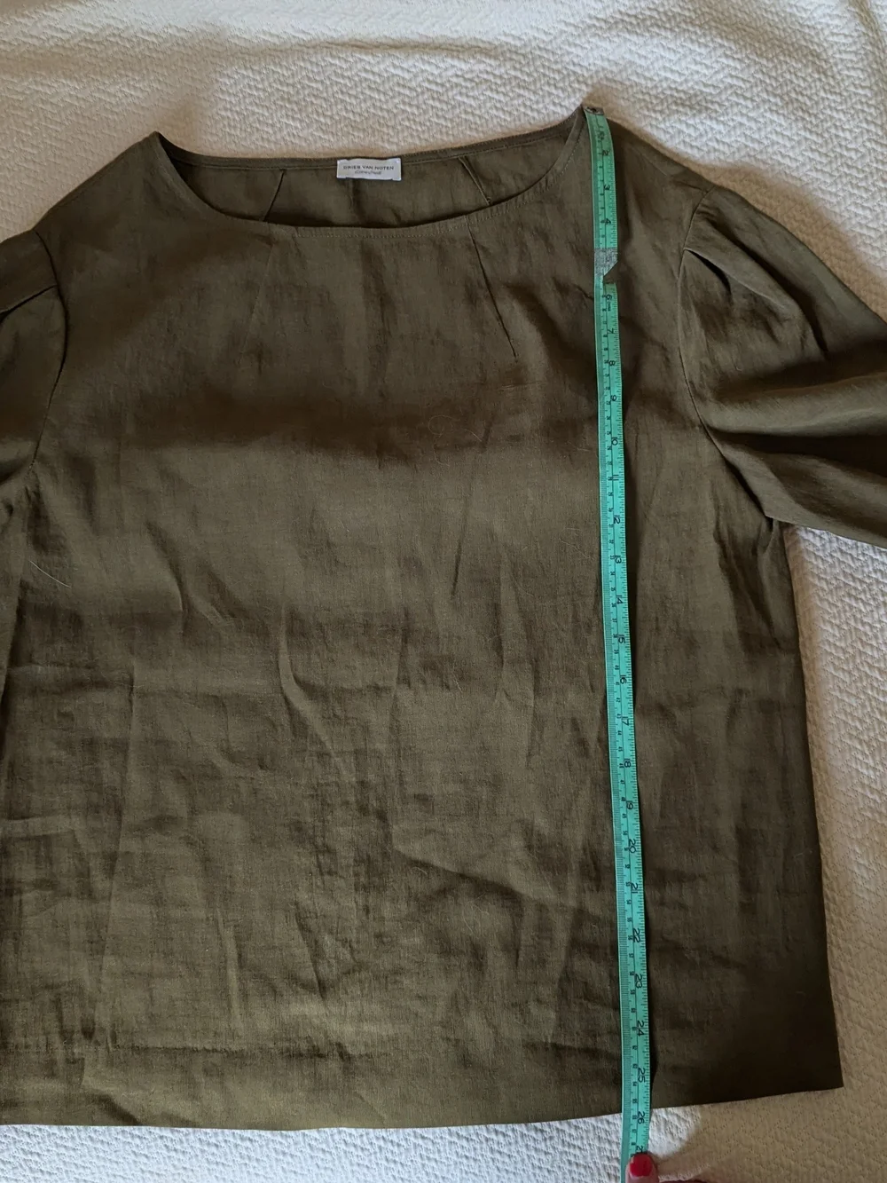 Dries Van Noten round neck linen cotton blend Summer top Olive Green XS - Picture 10 of 11